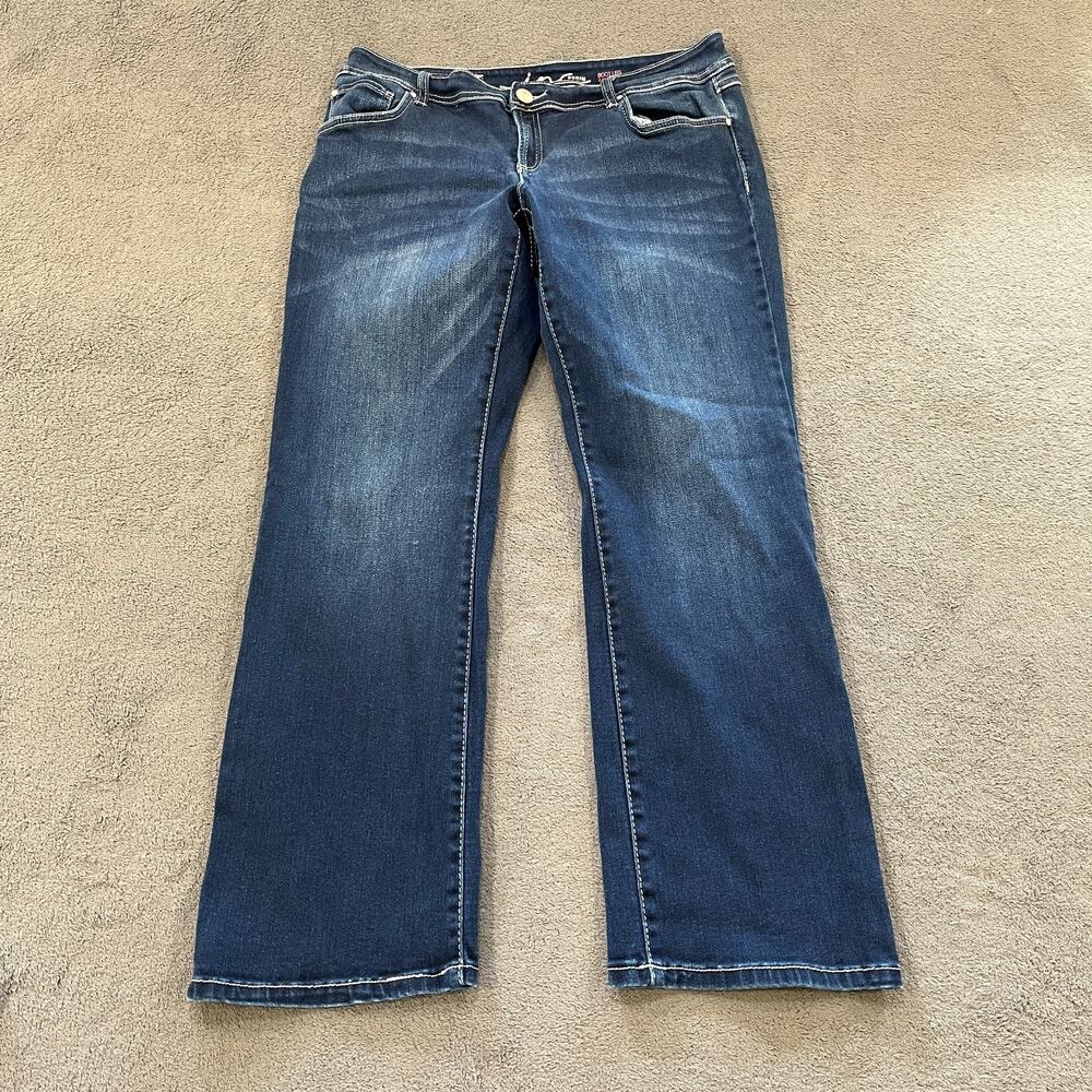 INC International Concepts Curvy Fit Bootcut Jeans Dark Wash Stretch Women Sz 12